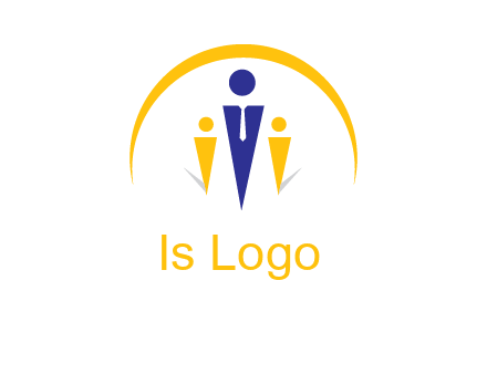 semi-circle over triangle swoosh people icon