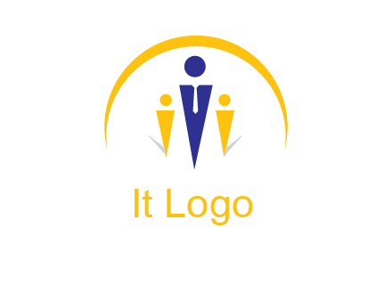 semi-circle over triangle swoosh people icon