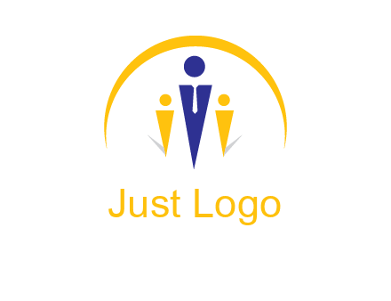 semi-circle over triangle swoosh people icon