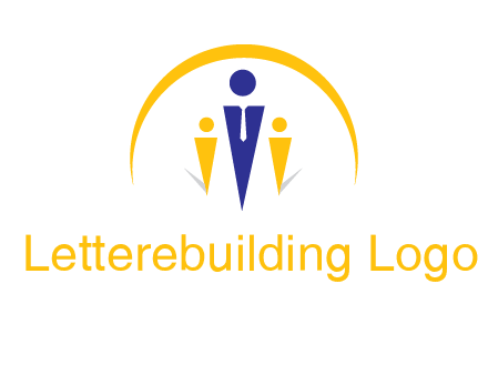 semi-circle over triangle swoosh people icon