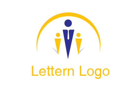 semi-circle over triangle swoosh people icon