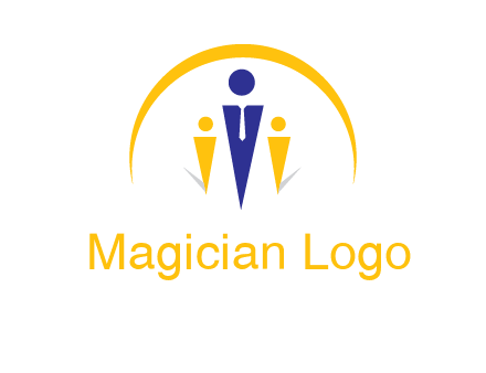 semi-circle over triangle swoosh people icon