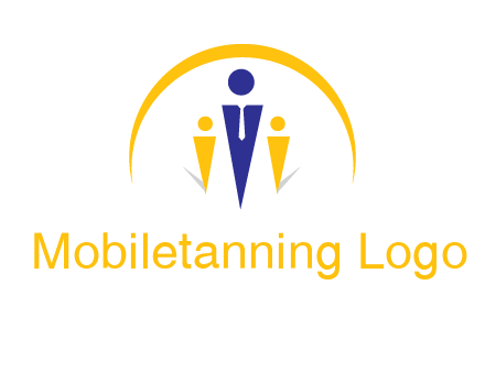 semi-circle over triangle swoosh people icon