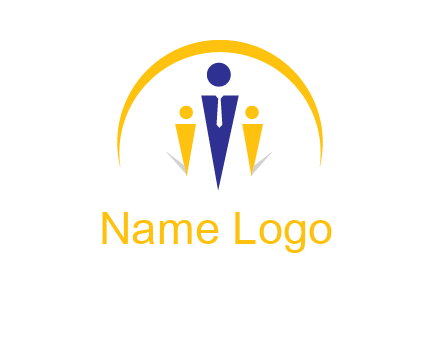 semi-circle over triangle swoosh people icon