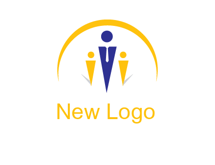 semi-circle over triangle swoosh people icon