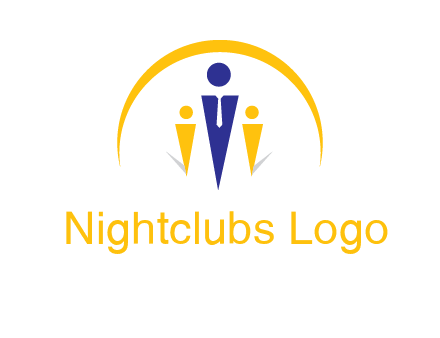 semi-circle over triangle swoosh people icon