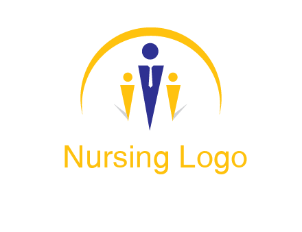 semi-circle over triangle swoosh people icon