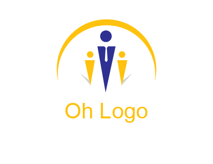 semi-circle over triangle swoosh people icon