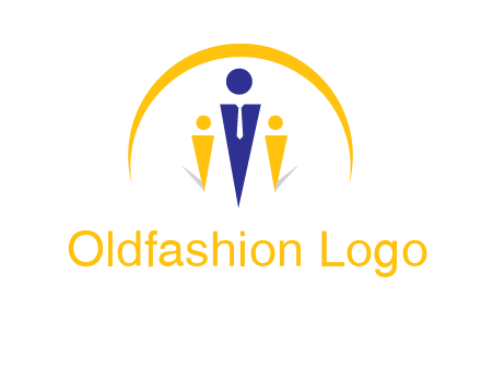 semi-circle over triangle swoosh people icon
