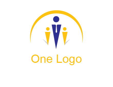 semi-circle over triangle swoosh people icon