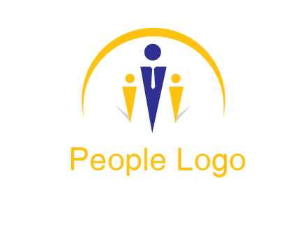 semi-circle over triangle swoosh people icon