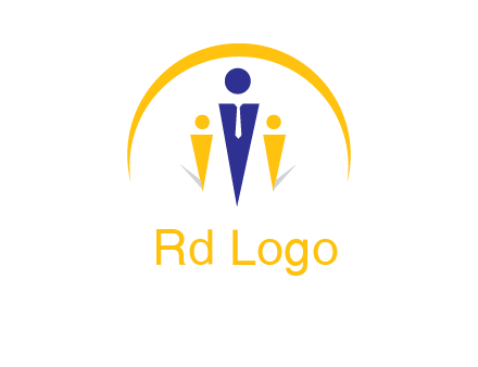 semi-circle over triangle swoosh people icon