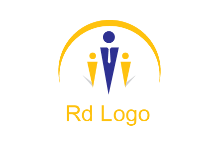 semi-circle over triangle swoosh people icon