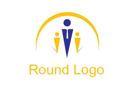 semi-circle over triangle swoosh people icon