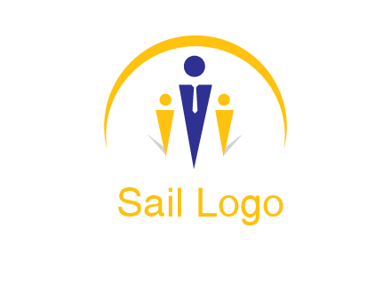 semi-circle over triangle swoosh people icon
