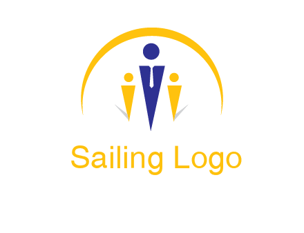 semi-circle over triangle swoosh people icon