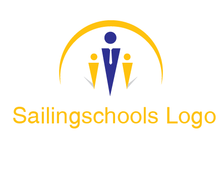 semi-circle over triangle swoosh people icon