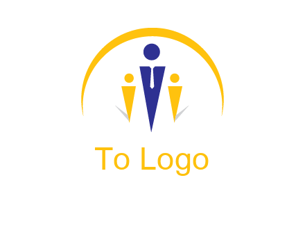 semi-circle over triangle swoosh people icon