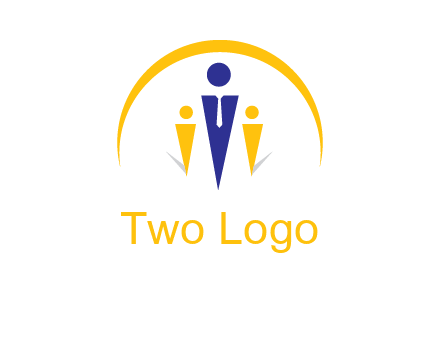 semi-circle over triangle swoosh people icon