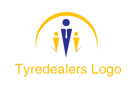 semi-circle over triangle swoosh people icon