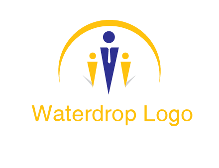 semi-circle over triangle swoosh people icon