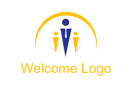 semi-circle over triangle swoosh people icon