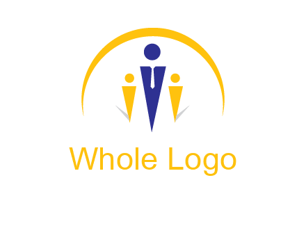 semi-circle over triangle swoosh people icon