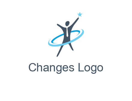 swoosh around man catch star logo