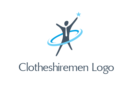 swoosh around man catch star logo