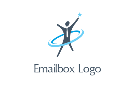 swoosh around man catch star logo