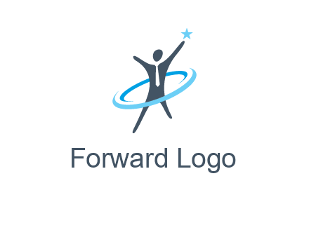 swoosh around man catch star logo