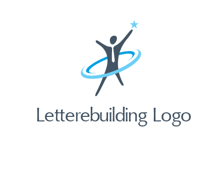 swoosh around man catch star logo