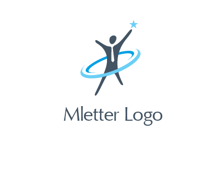 swoosh around man catch star logo