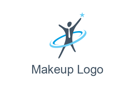swoosh around man catch star logo