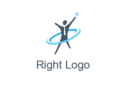 swoosh around man catch star logo