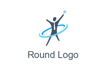 swoosh around man catch star logo