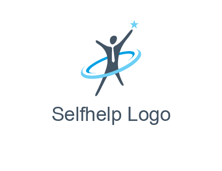 swoosh around man catch star logo