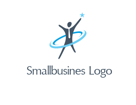 swoosh around man catch star logo