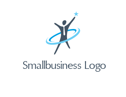 swoosh around man catch star logo