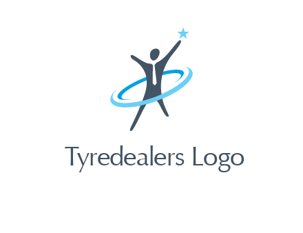 swoosh around man catch star logo