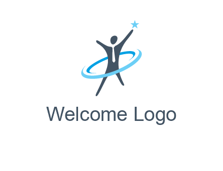 swoosh around man catch star logo