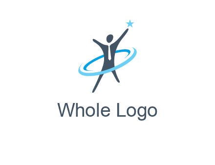 swoosh around man catch star logo