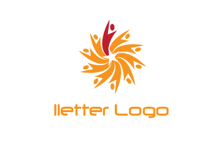 star shape swoosh people employment logo