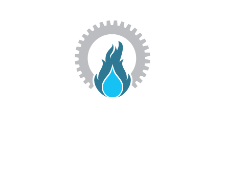 water drop flame and gear engineering logo