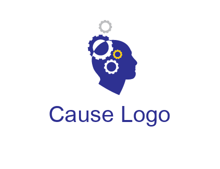 gears and human head engineering logo