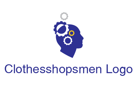 gears and human head engineering logo