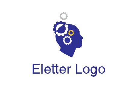gears and human head engineering logo