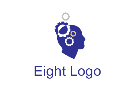 gears and human head engineering logo