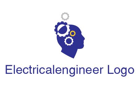 gears and human head engineering logo