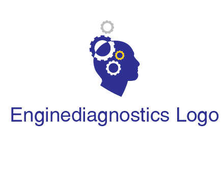 gears and human head engineering logo